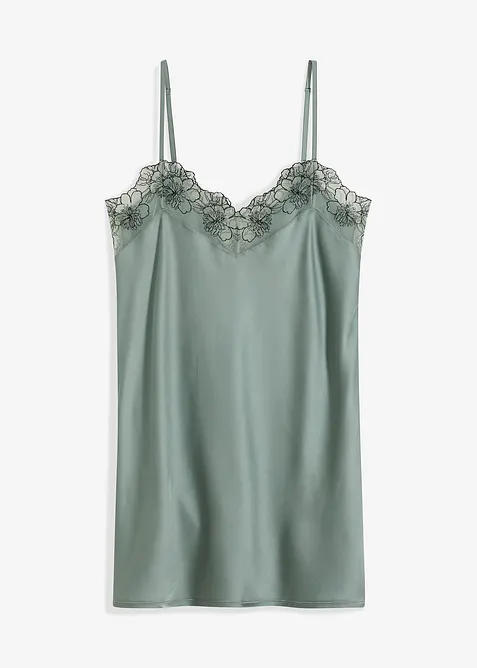 Neglig&eacute; i satin med broderi, bonprix