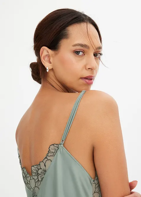 Neglig&eacute; i satin med broderi, bonprix