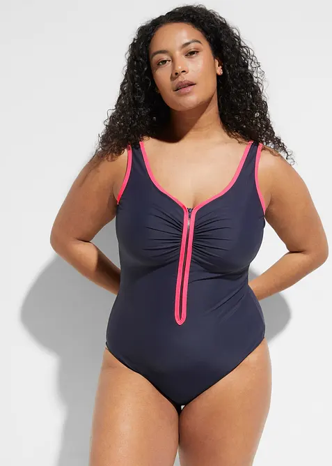 Baddräkt med dragkedja och lätt formande effekt, bonprix
