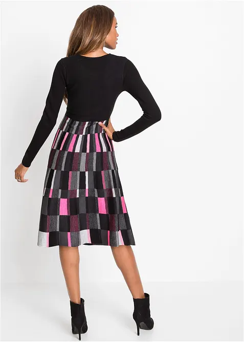 Utsv&auml;ngd stickad jacquardkl&auml;nning, bonprix