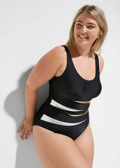 Baddräkt med infällningar och kraftigt formande effekt, bonprix