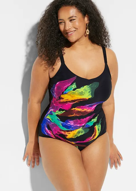 Baddräkt med V-ringning och lätt formande effekt, bonprix