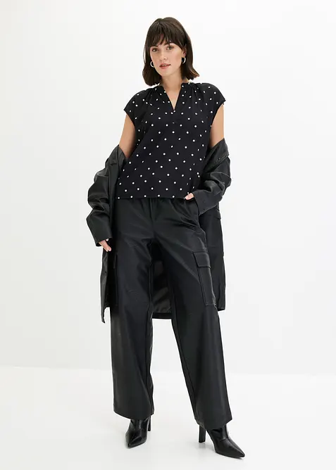 Kortärmad topp i viskosmix, bonprix