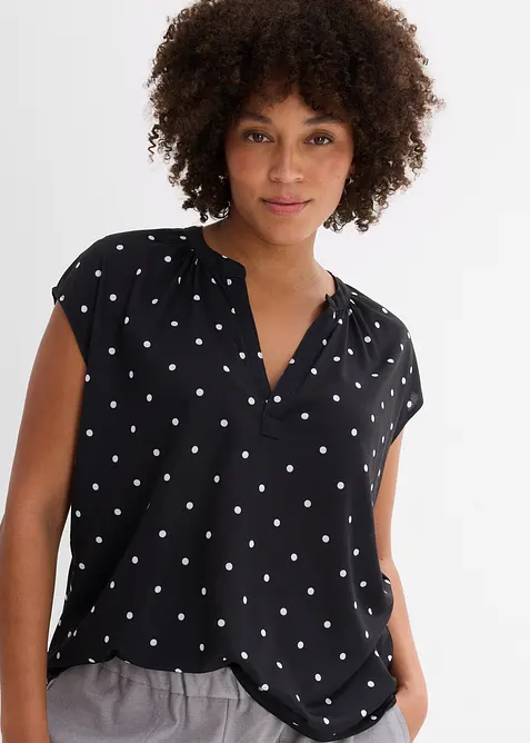 Kortärmad topp i viskosmix, bonprix