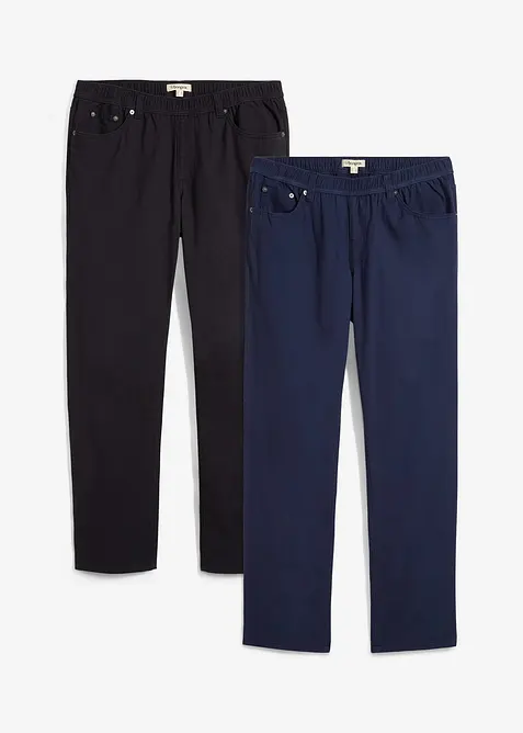 Dra p&aring;-byxa av ren bomull, Regular Fit, Straight (2-pack), bonprix