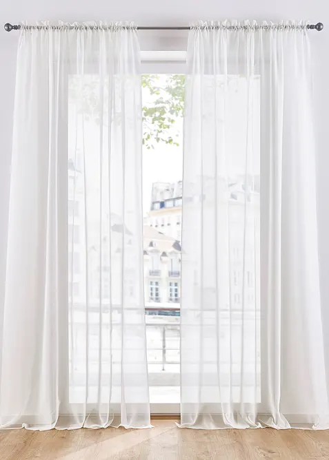 Gardin av l&auml;tt voile med kanal (2-pack), bonprix