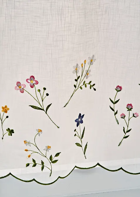 Caf&eacute;gardin med blombroderi, bonprix