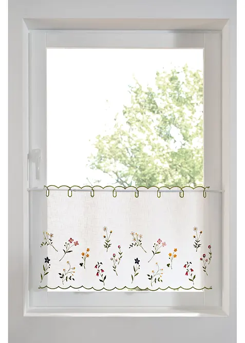 Caf&eacute;gardin med blombroderi, bonprix