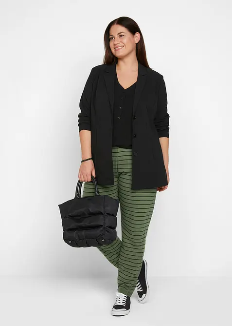 V-ringad blus i f&ouml;ljsam viskos, l&aring;ng&auml;rmad, bonprix