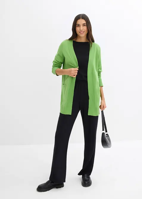 Stickad kofta med fickor, l&aring;nga &auml;rmar, bonprix