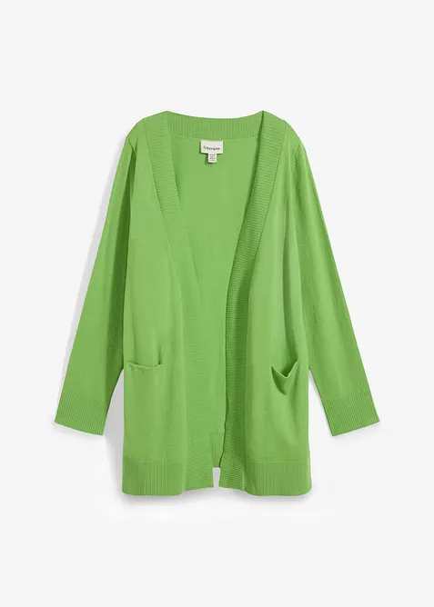 Stickad kofta med fickor, l&aring;nga &auml;rmar, bonprix