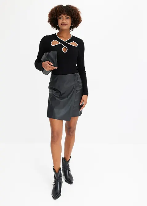 Kort finstickad tröja, bonprix