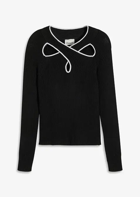 Kort finstickad tröja, bonprix