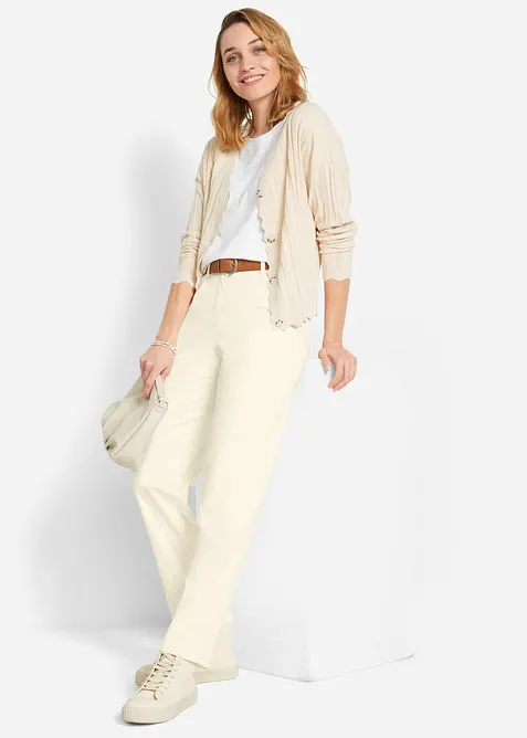 Kort h&aring;lm&ouml;nstrad cardigan, bonprix