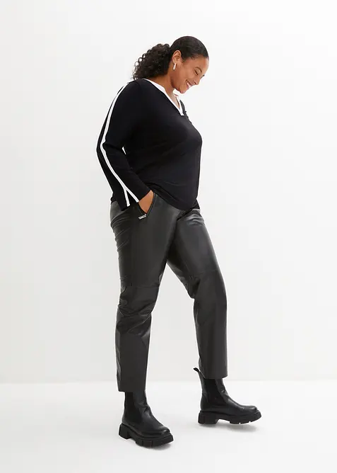 Långärmad topp med slits, bonprix