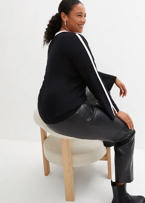 Långärmad topp med slits, bonprix