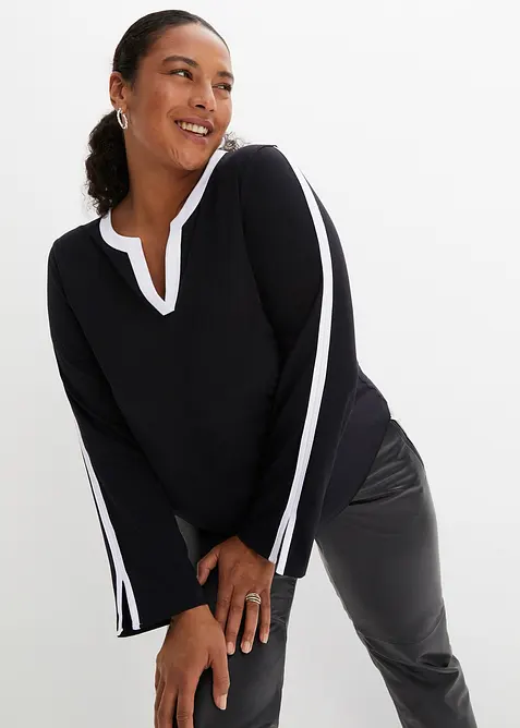 Långärmad topp med slits, bonprix