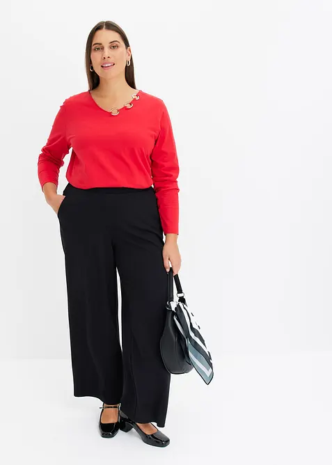 Långärmad topp med öljetter, bonprix