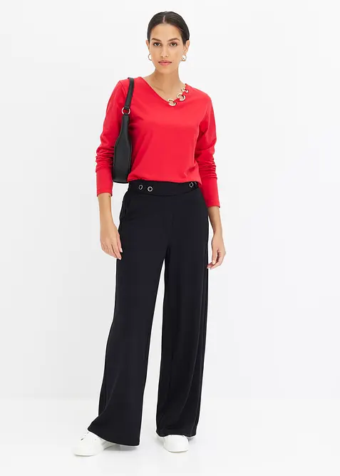 Långärmad topp med öljetter, bonprix