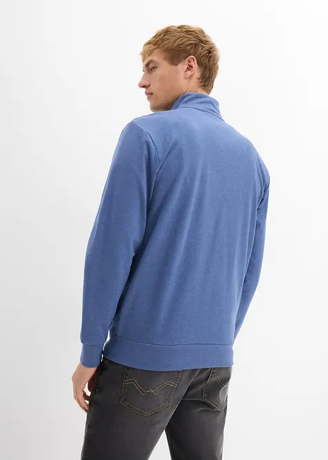 Sweatshirtjacka med ståkrage och detaljer i skinnimitation, bonprix