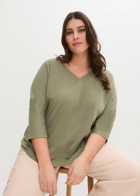 Topp med 3/4-ärmar och ekologisk bomull, bonprix