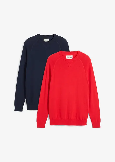 Finstickad tr&ouml;ja i bomull (2-pack), bonprix