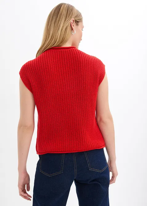 Stickad väst med fickor, bonprix