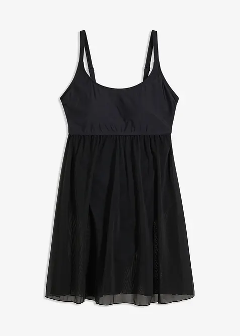 Baddräktsklänning med transparent mesh, bonprix
