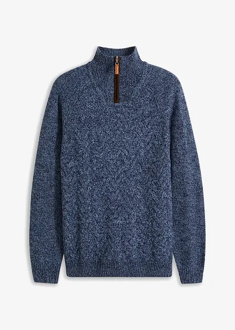 Tröja med ylle och krage med dragkedja, bonprix