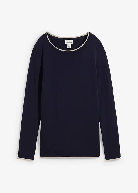 Finstickad tr&ouml;ja av bomullsmix, bonprix