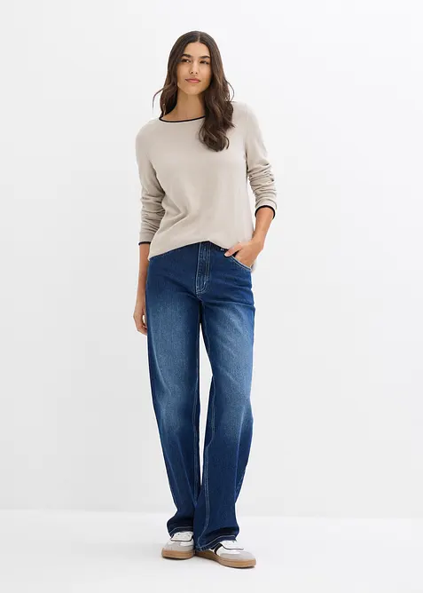 Finstickad tröja av bomullsmix, bonprix