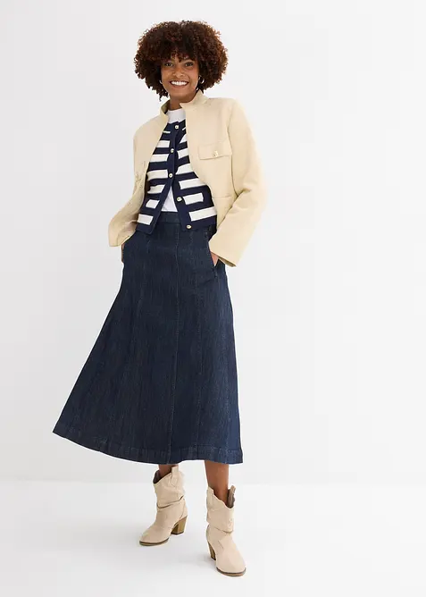 Mellanl&aring;ng jeanskjol, bonprix