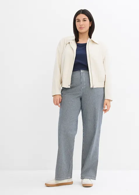 Loose Straight Jeans High Waist, randiga, bonprix