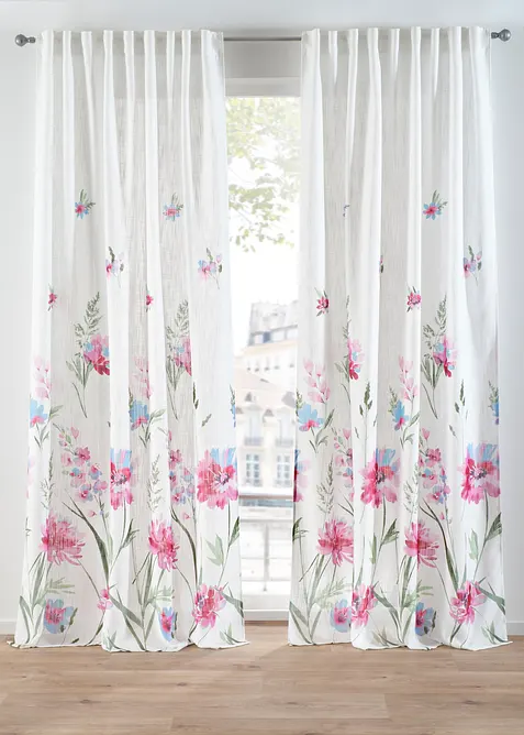 Gardinlängd med blommönster (1-pack), bonprix
