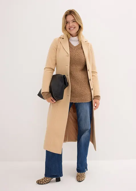 Bouclétröja med V-ringning, bonprix