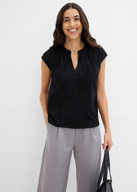 Kort&auml;rmad topp i viskosmix, bonprix