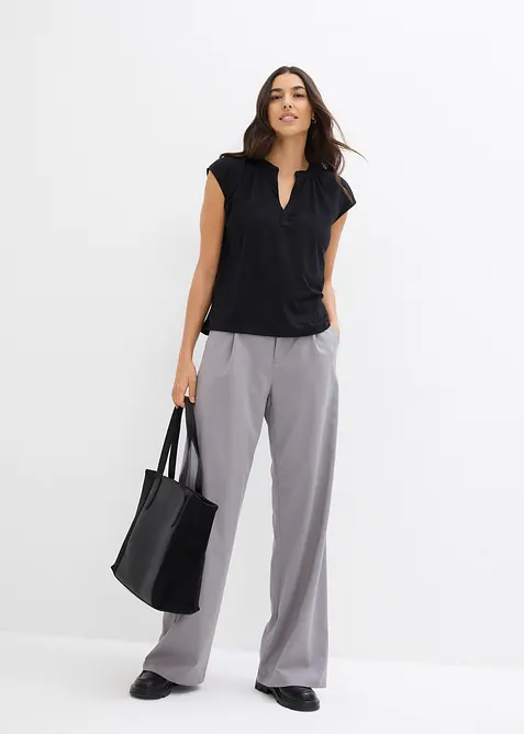 Kort&auml;rmad topp i viskosmix, bonprix