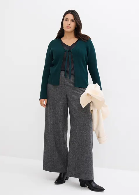 Byxa med vida ben och ylleandel, bonprix