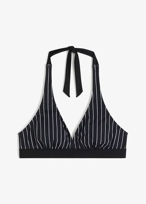 Halterneckbikini&ouml;verdel i &aring;tervunnen polyamid, bonprix