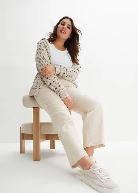 Byxa med h&ouml;g midja i mix av linne och viskos, bonprix