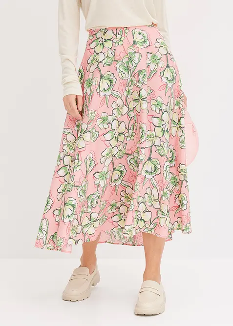 Mellanlång kjol i böljande viskosmix, bonprix