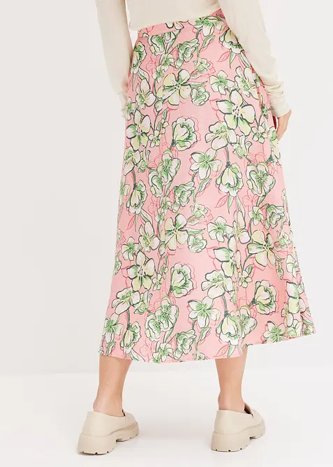 Mellanlång kjol i böljande viskosmix, bonprix