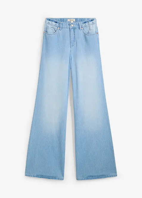 Wide Leg Jeans High Waist, med bekv&auml;m midja, bonprix