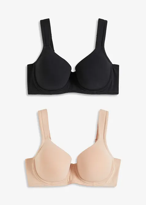 Formpressad BH med bygel och ekologisk bomull (2-pack), bonprix