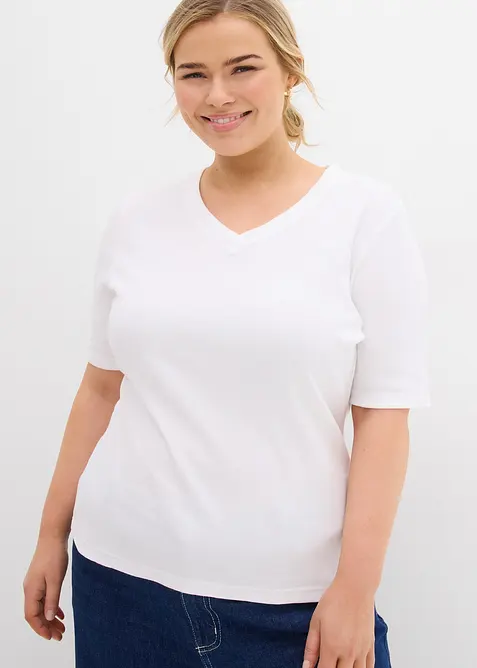 Ribbstickad (2-pack), bonprix