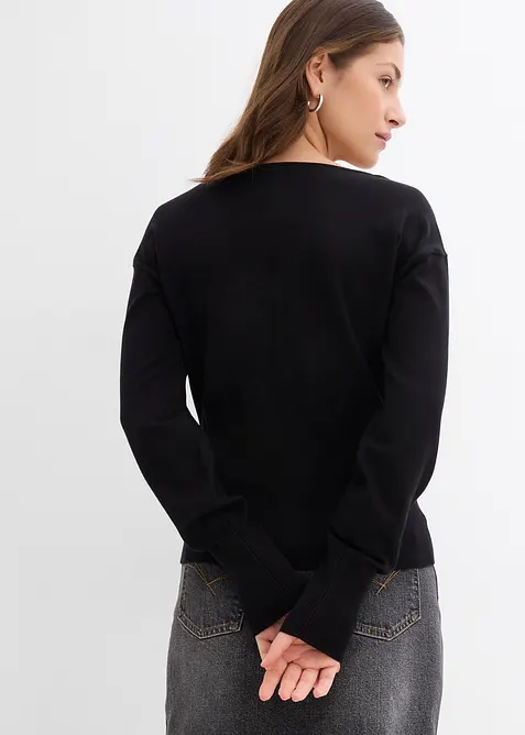 Finstickad cardigan i bomullsmix, bonprix