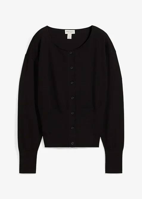 Finstickad cardigan i bomullsmix, bonprix