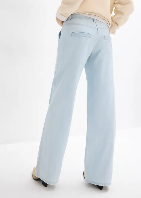 Mjuka jeans med vida ben och medelh&ouml;g midja, Super Soft, bonprix