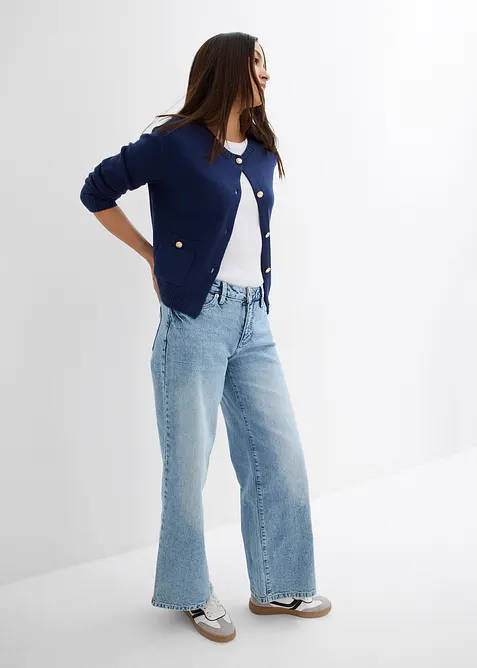 Wide Leg Jeans, Mid Waist, Low Stretch Full Length, bonprix