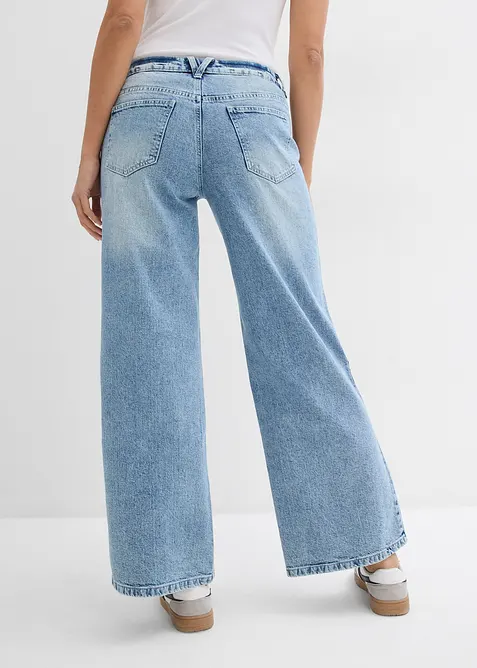 Wide Leg Jeans, Mid Waist, Low Stretch Full Length, bonprix